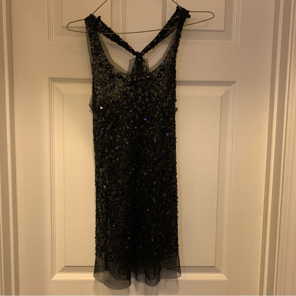 Elegant Black Sequin Top or Mini Dress